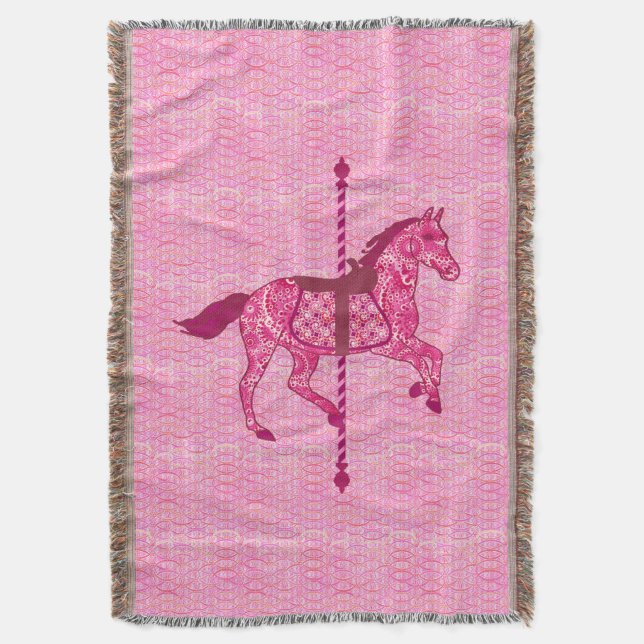 Karussell Pferd - Fuchsia Pink Decke (Vorderseite Vertikal)