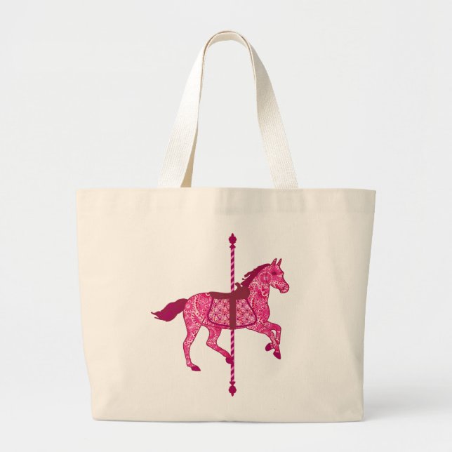 Karussell Pferd - Fuchsia Pink Jumbo Stoffbeutel (Vorne)