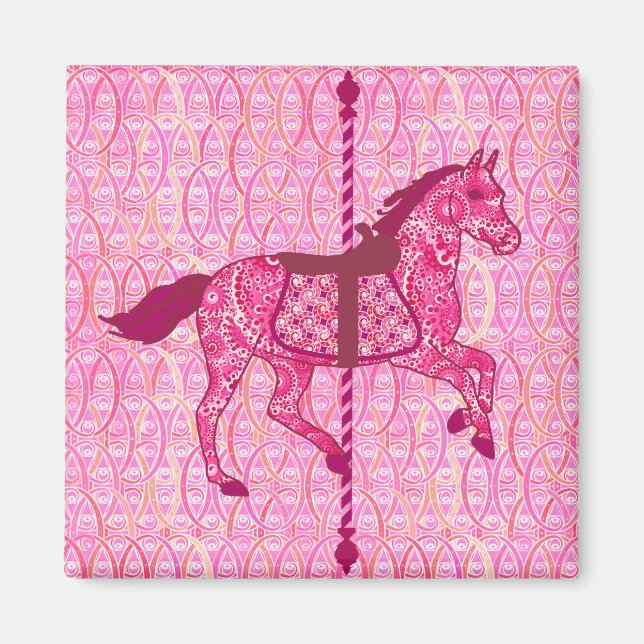 Karussell Pferd - Fuchsia Pink Magnet (Vorne)