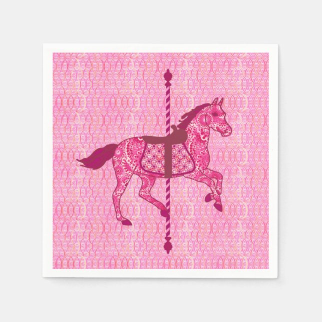 Karussell Pferd - Fuchsia Pink Serviette (Vorderseite)
