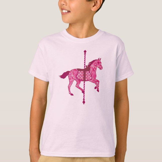 Karussell Pferd - Fuchsia Pink T-Shirt (Vorderseite)