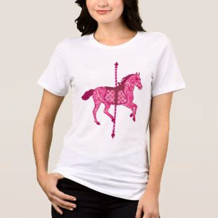 Karussell Pferd - Fuchsia Pink Tri-Blend Shirt