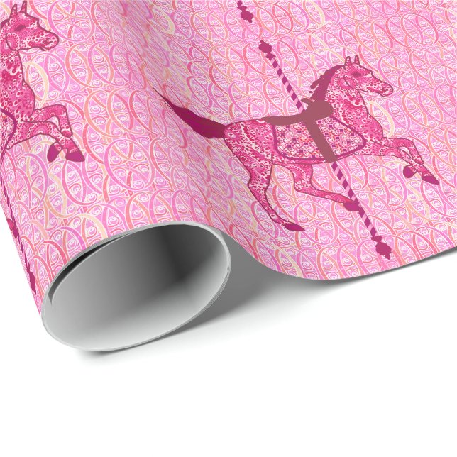 Karussell-Pferd - Fuchsien-Rosa Geschenkpapier (Rolleneckpunkt)