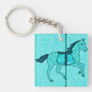 Karussell Pferd - Türkis und Aqua Schlüsselanhänger