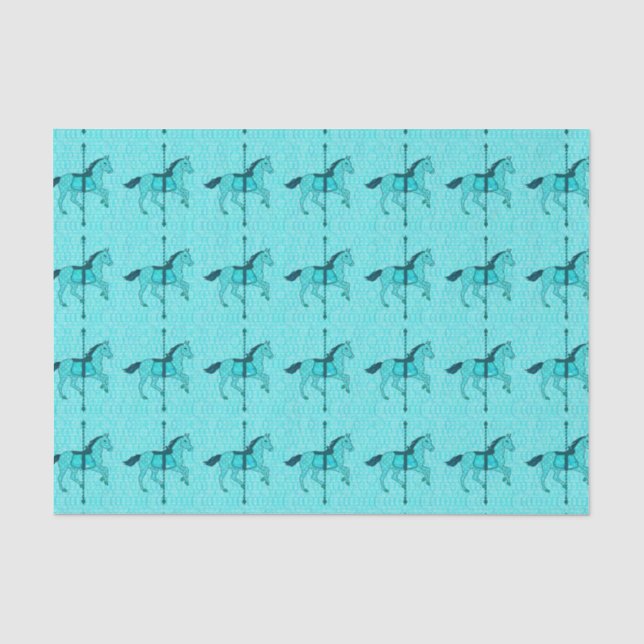 Karussell-Pferd - Türkis und Aqua Seidenpapier (Vorderseite)