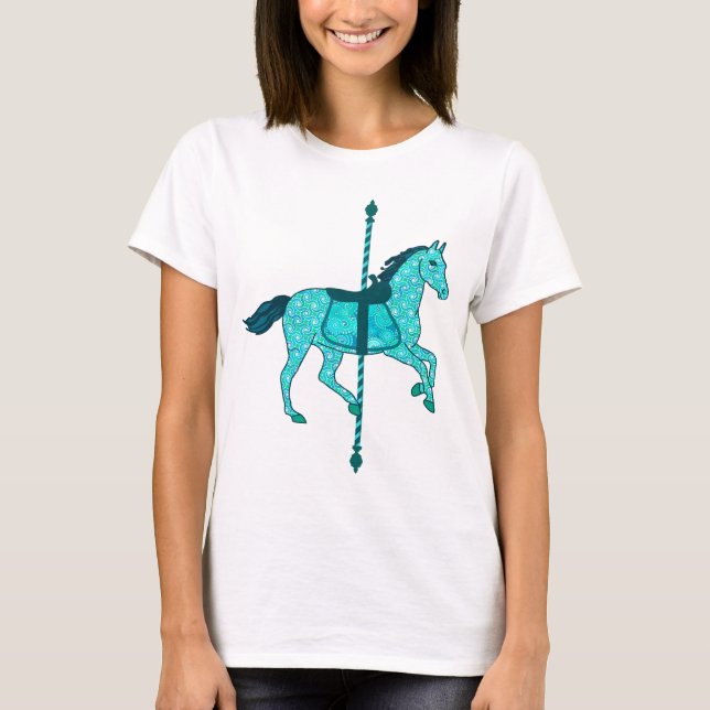 Karussell Pferd - Türkis und Aqua T-Shirt (Vorderseite)
