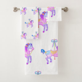 Karussell-Pony-Badetuch-Set Badhandtuch Set