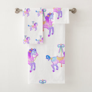Karussell-Pony-Badetuch-Set Badhandtuch Set