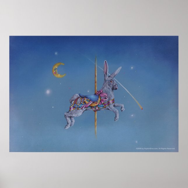 Karussell-Rabbit-Poster, Kunst Poster (Vorne)