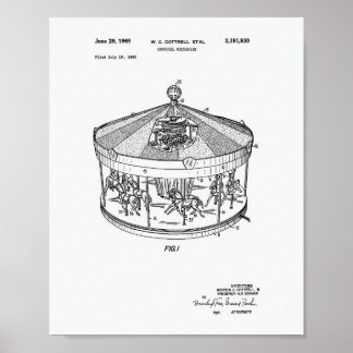 Karussellmechanismus 1965 Patent Fachpapier Weiß Poster
