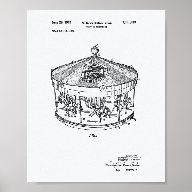 Karussellmechanismus 1965 Weißbuch über Patentkuns Poster (Vorne)