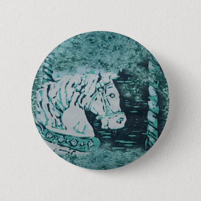 Karussellpferd Aquamarin Button (Vorderseite)