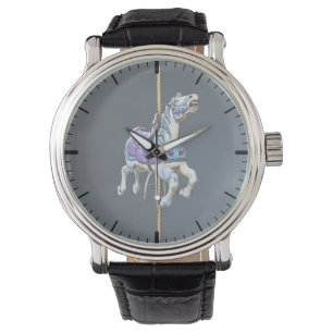 Karussellpferd in Lavender und Blau Armbanduhr