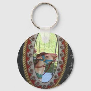 Karussellpferd in Mirror Schwarz-weiß Schlüsselanhänger