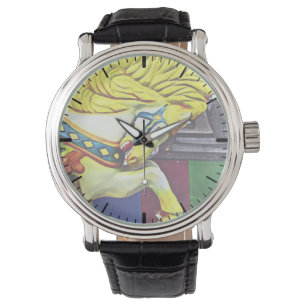 Karussellpferd mit gelber Mähne Armbanduhr