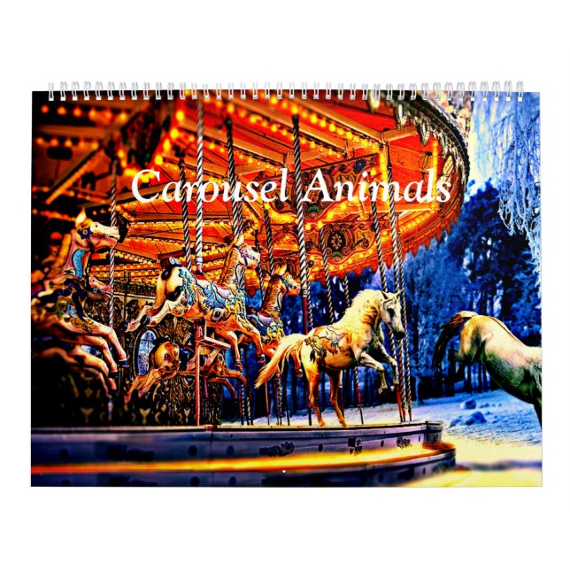 Karusseltiere farbig und hell kalender (Titelbild)