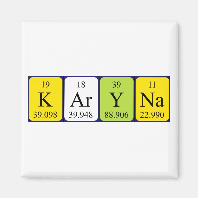 Karyna-Magnet für den periodischen Tabellennamen Magnet (Vorne)