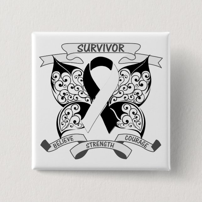 Karzinoid Tumor Survivor Butterfly Stärke Button (Vorderseite)