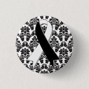 Karzinoider Krebs-Damast-Schwarzweiss-Band Button