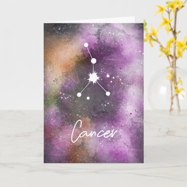 Karzinom Zodiac Purple Galaxy Karte (Gelbe Blume)