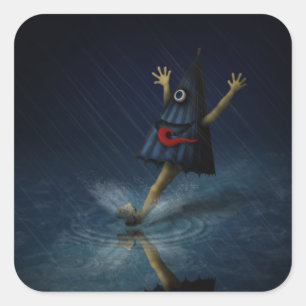 Kasa Obake Japanischer Regenschirm Ghost Rainy Day Quadratischer Aufkleber