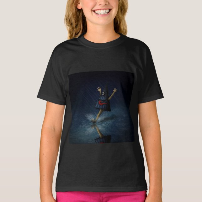 Kasa Obake Japanischer Schirmgarten im Regen T-Shirt (Vorderseite)