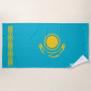 Kasachische Flagge Prächtig Patriotisch Strandtuch