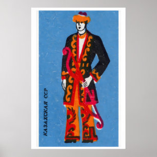 Kasachischer Mann - Streichholzschachtel-Druck - Ä Poster