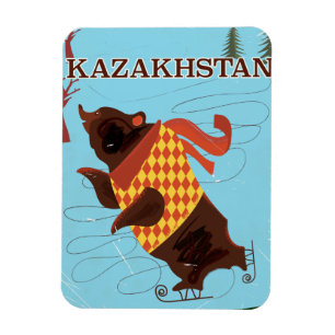 Kasachstan Cartoon Vintage-Reiseposter Magnet