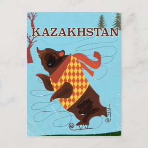 kasachstan Cartoon Vintage-Reiseposter Postkarte