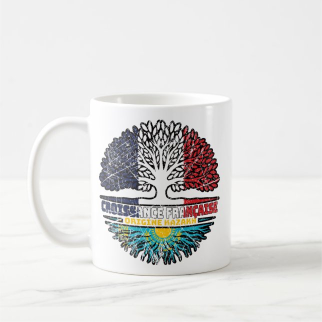 Kasachstan Fahne Frankreich Tree Roots Flag Kaffeetasse (Links)