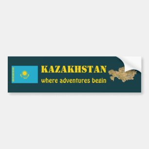 Kasachstan-Flagge + Karte Aufkleber Autoaufkleber