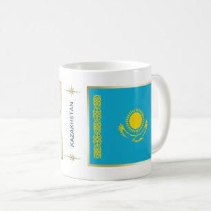 Kasachstan-Flagge + Karte Tasse