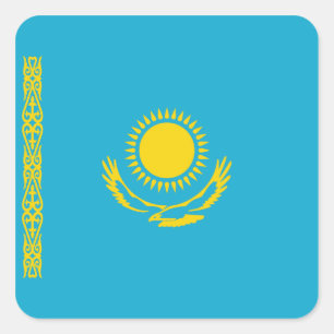 Kasachstan-Flaggen-Aufkleber Quadratischer Aufkleber