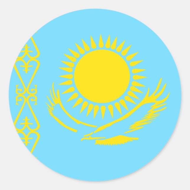 Kasachstan Hochwertige Flagge Runder Aufkleber (Vorderseite)