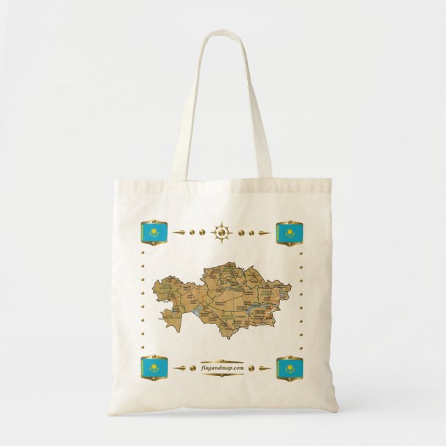 Kasachstan-Karte + Flaggen-Tasche Tragetasche (Vorne)