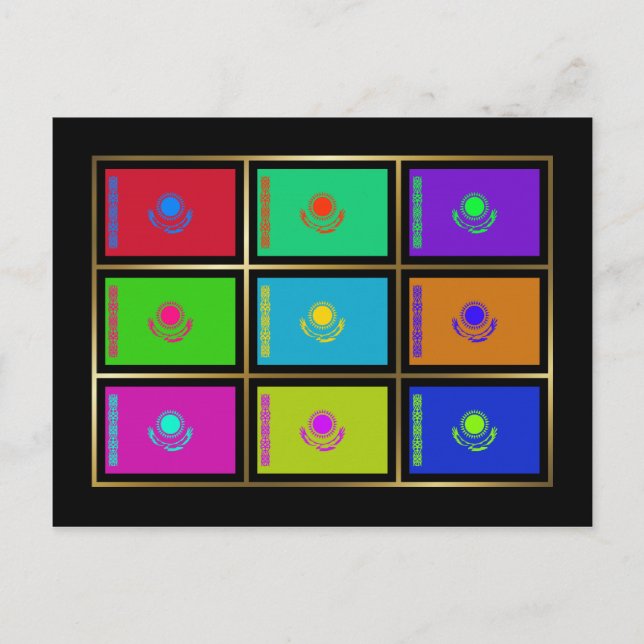 Kasachstan Multihue-Flaggen Postkarte (Vorderseite)