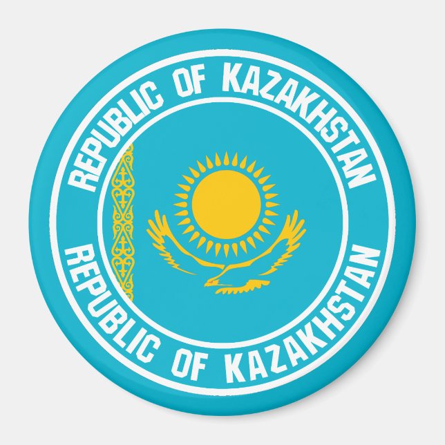 Kasachstan Runde Emblem Magnet (Vorne)