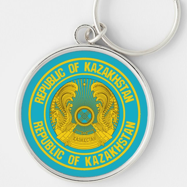 Kasachstan Runde Emblem Schlüsselanhänger (Vorne)