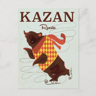 Kasan Russland Bär Vintage-Reiseposter Postkarte