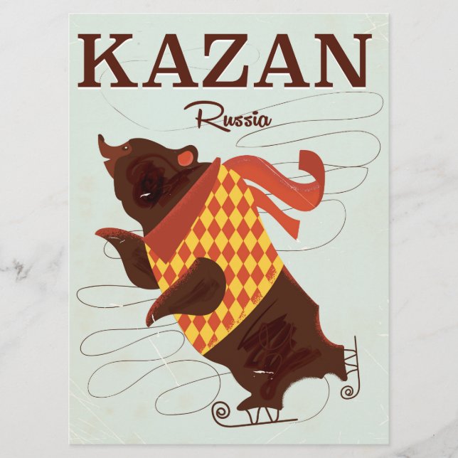 Kasan Russland trägt ein altes Reiseplakat (Vorderseite)