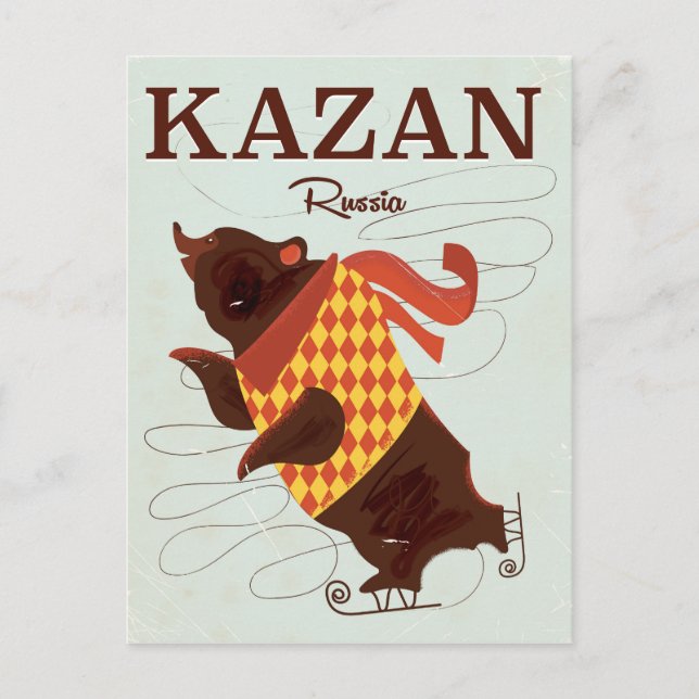 Kasan Russland trägt ein altes Reiseplakat Postkarte (Vorderseite)