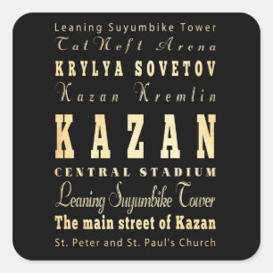 Kasan Stadt Russlands Typografie Kunst Quadratischer Aufkleber
