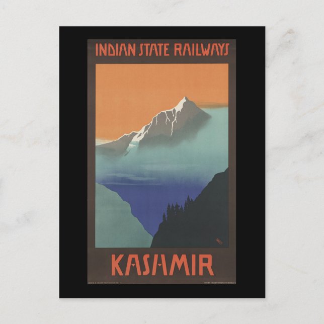 Kaschmir Indian Staat Railways Postkarte (Vorderseite)