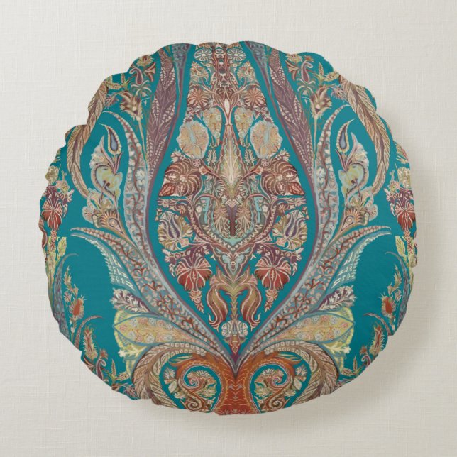 Kaschmir-Muster Stammes- Boho Bohemische Paisley Rundes Kissen (Vorderseite)
