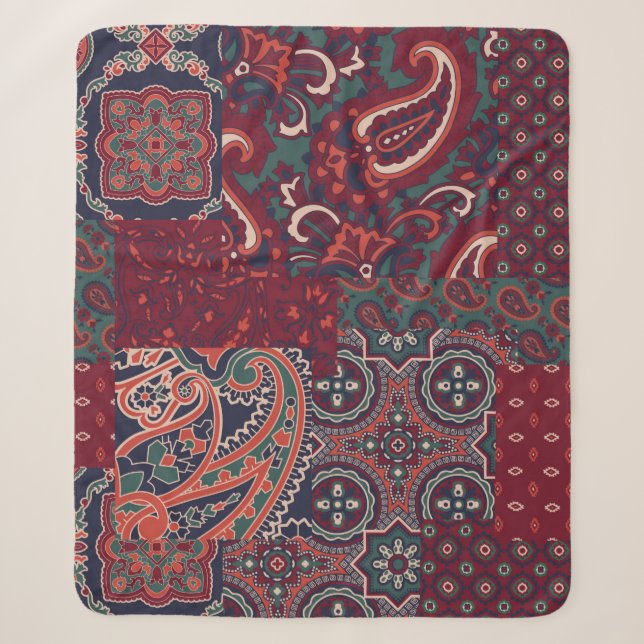 Kaschmirpaisley-Seidengewebe abstrakt Sherpadecke (Vorderseite)