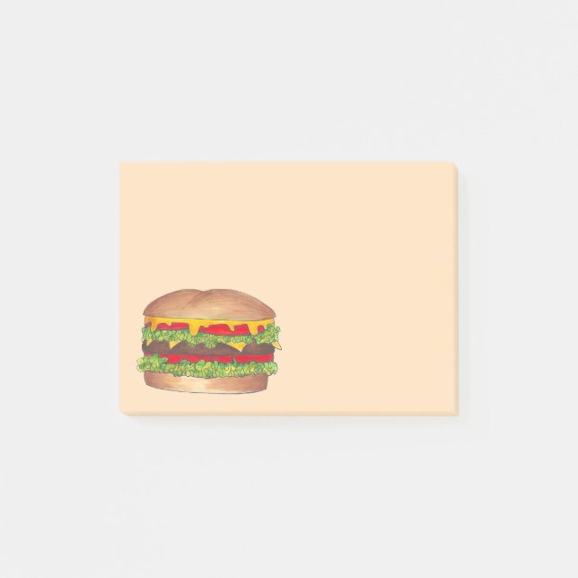 Käse Burger Hamburger Cheeseburger Fast Food Post-it Klebezettel (Vorderseite)