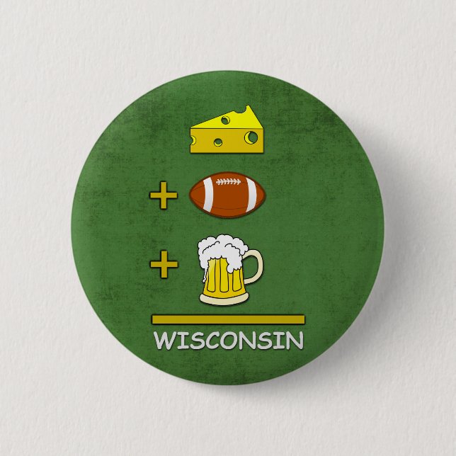 Käse-Fußball-Bier Wisconsin lustig Button (Vorderseite)