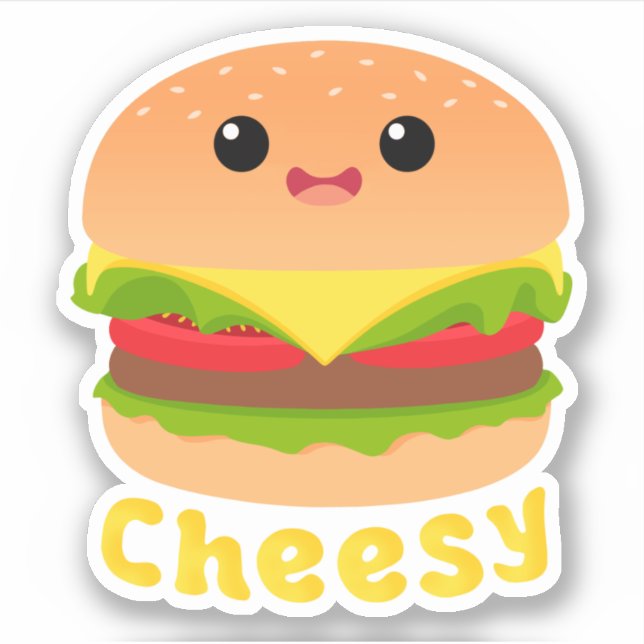 Käse Niedlich Burger Käse Burger Feinschmecker Sti Aufkleber (Vorderseite)