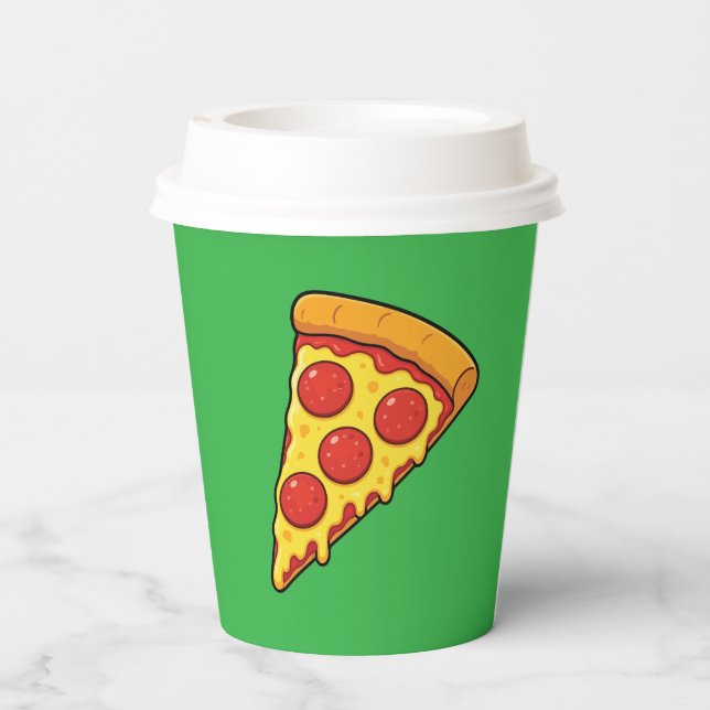 Käse-Peperoni-Pizza-Stück Pappbecher (Rückseite)